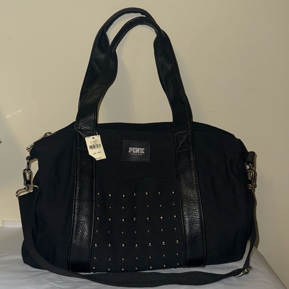 PINK Victoria’s Secret, black weekender, bag with rivets and lots of space, new - Picture 1 of 12